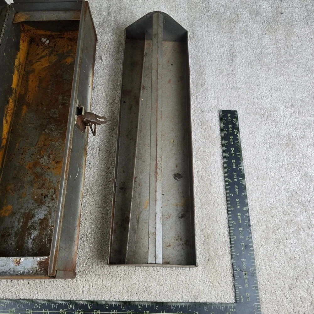 Craftsman Tool Box Gray Vintage‎ Metal Hip Roof With Removable Tray Rust Patina